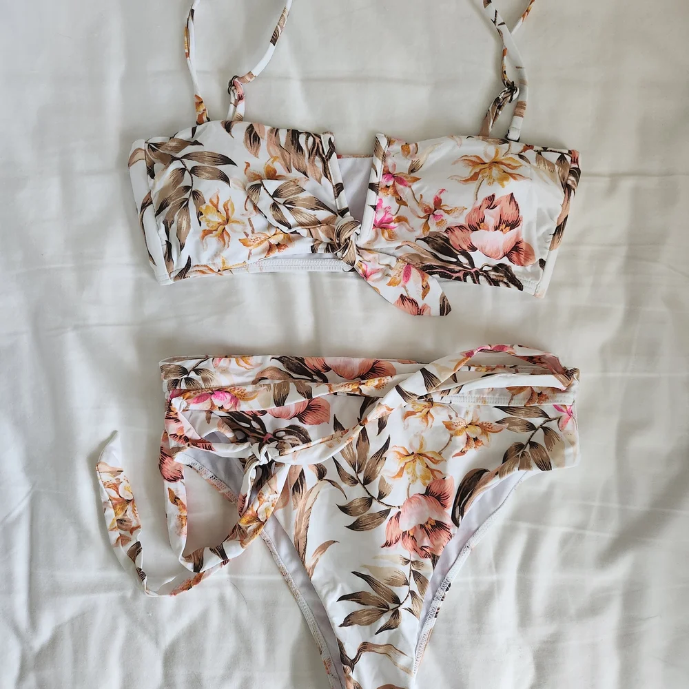 Billabong Floral Bikini in White and Pink